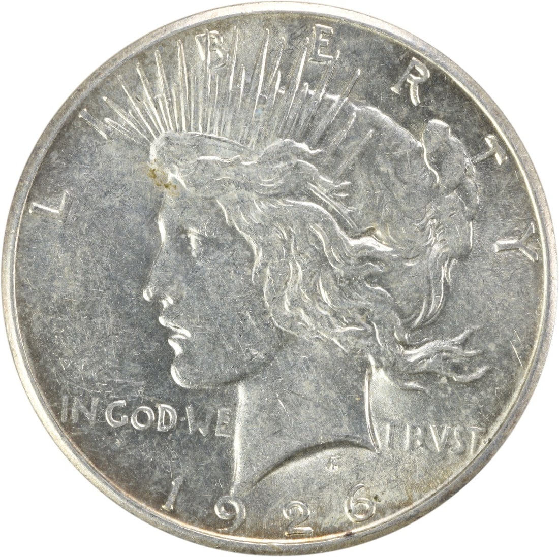1926 San Francisco Peace Dollar AU Condition Uncertified Silver Coin: 1926 San Francisco Peace Dollar AU Condition Uncertified Silver Coin This 1926-S Peace Silver Dollar is an uncertified, pre-owned coin from the San Francisco Mint. Designed by Anthony de Francisci, it