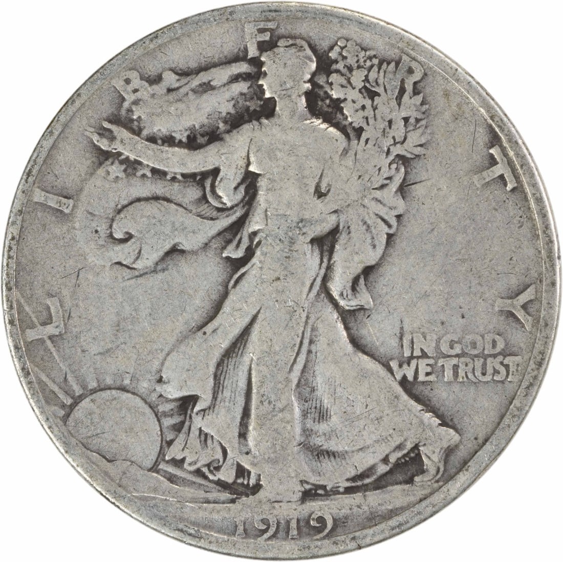 1919-D Walking Liberty Silver Half Dollar 90% Silver Uncertified: 1919-D Walking Liberty Silver Half Dollar 90% Silver Uncertified This 1919-D Walking Liberty Silver Half Dollar is a remarkable piece of history, featuring the iconic design by Adolph Alexander Weinma