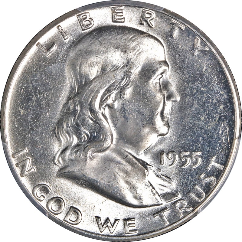 1955 Bugs Bunny Franklin Half Dollar PCGS MS65 FBL Silver Coin: 1955 Bugs Bunny Franklin Half Dollar PCGS MS65 FBL Silver Coin This stunning 1955 'Bugs Bunny' Franklin Half Dollar is certified by PCGS as MS65 FBL, showcasing exceptional luster and a brilliant blas