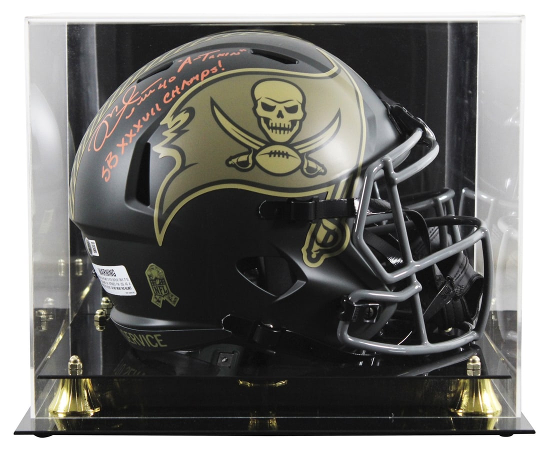 Mike Alstott Signed Buccaneers Salute to Service IV Helmet with Display Case BAS (1 of 4)