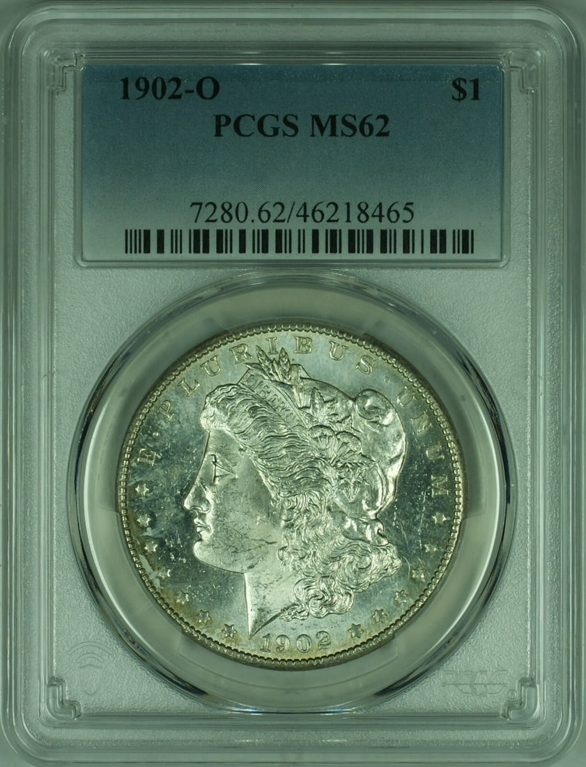 PCGS MS-62 1902-O Silver Morgan Dollar Semi Proof-Like New Orleans Mint: PCGS MS-62 1902-O Silver Morgan Dollar Semi Proof-Like New Orleans Mint This 1902-O Morgan Silver Dollar features semi proof-like surfaces and is graded MS-62 by PCGS. Struck at the New Orleans Mint, 