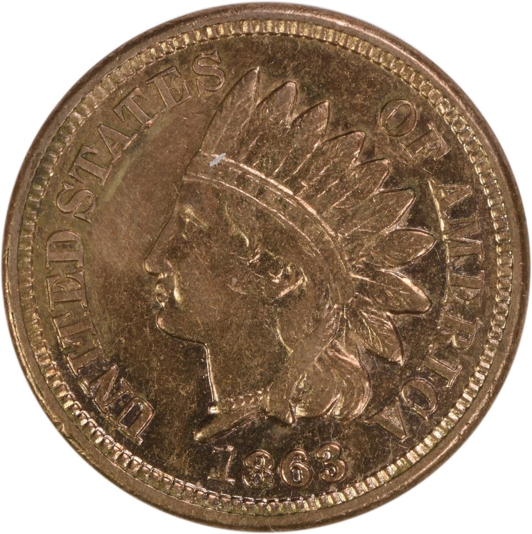 Uncirculated 1863 Indian Head Small Cent Copper Coin United States (1 of 2)