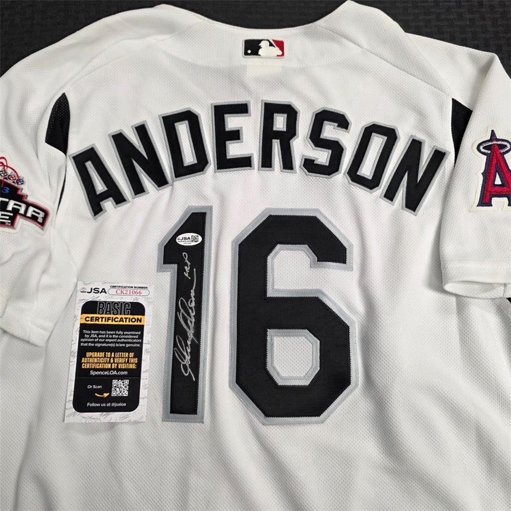 Anaheim Angels 2003 All Star Game MVP Jersey Signed by Garret Anderson JSA Authenticated: Anaheim Angels 2003 All Star Game MVP Jersey Signed by Garret Anderson JSA Authenticated This is an original Anaheim Angels jersey autographed by Garret Anderson, featuring the inscription "2003 ASG '
