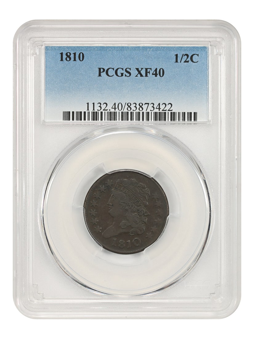 Classic Head 1810 Half Cent PCGS XF40 Certified Philadelphia Issue (1 of 4)