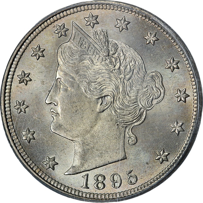 PCGS MS64 1895 Liberty V Nickel Uncirculated United States Coin: PCGS MS64 1895 Liberty V Nickel Uncirculated United States Coin This 1895 Liberty V Nickel is graded MS64 by PCGS and features superb eye appeal with fantastic luster and a strong strike. The coin dis