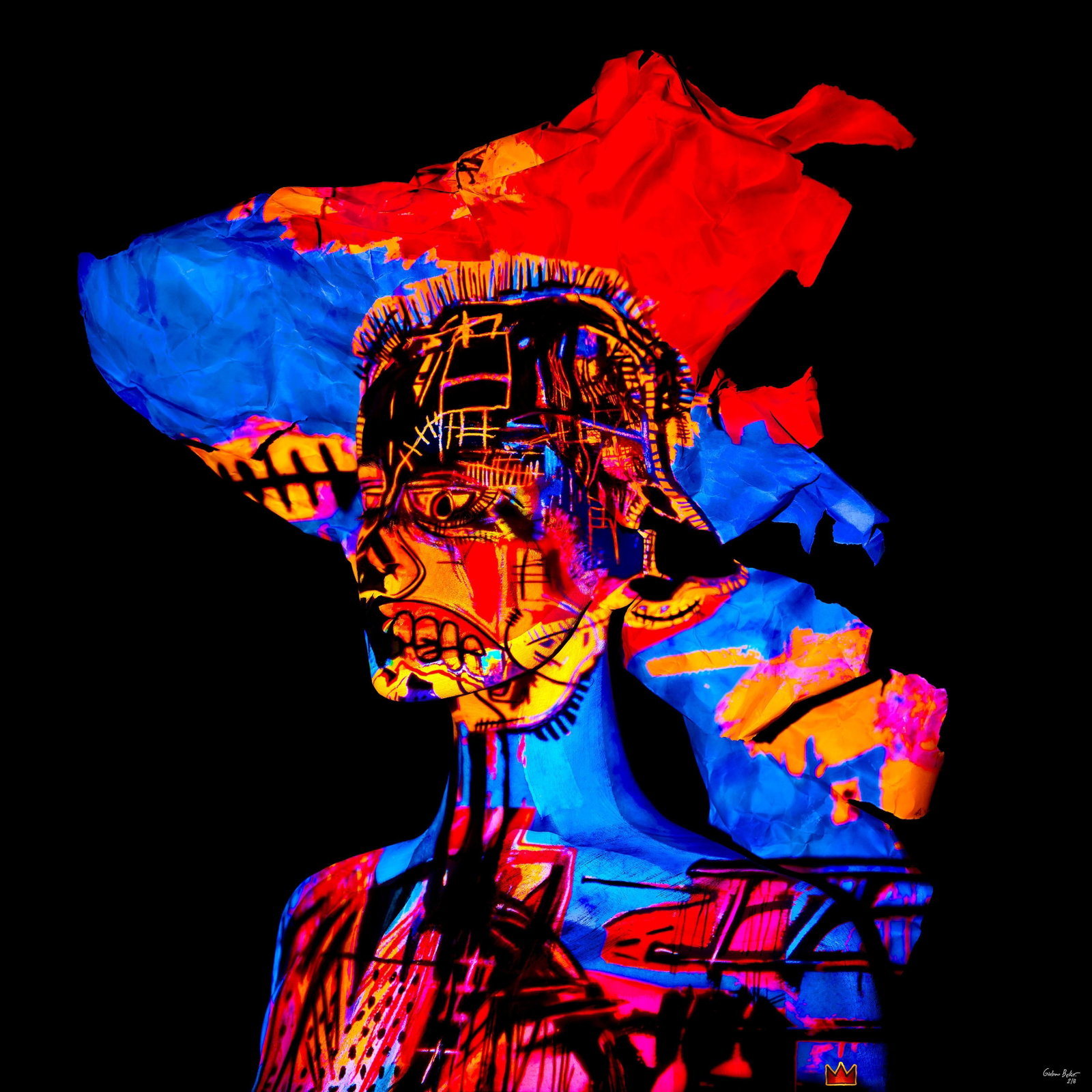 Giuliano Bekor JM Basquiat-GB2 Abstract Photography Ed. 1/8 48x48 Inches: Giuliano Bekor JM Basquiat-GB2 Abstract Photography Ed. 1/8 48x48 Inches Experience the captivating essence of the "JM Basquiat-GB2" abstract photography piece by Giuliano Bekor. Created in 2020, this