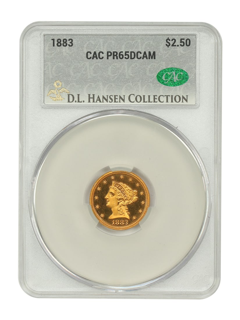 1883 Liberty Head $2.50 Gold Coin CACG PR65DCAM Rare Uncirculated: 1883 Liberty Head $2.50 Gold Coin CACG PR65DCAM Rare Uncirculated This stunning 1883 Liberty Head $2.50 gold coin is certified by CACG with a Certification Number of 775216417. It is graded PR65DCAM, 