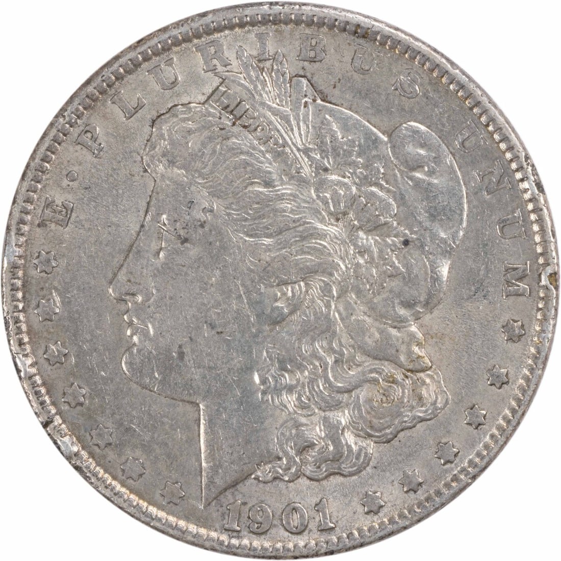 1901 Morgan Silver Dollar 90% Silver XF Uncertified Philadelphia: 1901 Morgan Silver Dollar 90% Silver XF Uncertified Philadelphia This 1901 Morgan Silver Dollar is a fine addition for any coin collector. Featuring a composition of 90% silver and 10% copper, this co