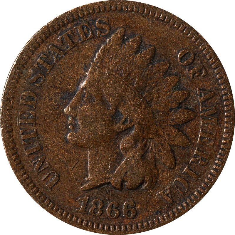1866 Copper Indian Head Cent United States Circulated Uncertified: 1866 Copper Indian Head Cent United States Circulated Uncertified This 1866 Indian Cent is a circulated coin from the United States, composed of copper. It is uncertified and in pre-owned condition, m