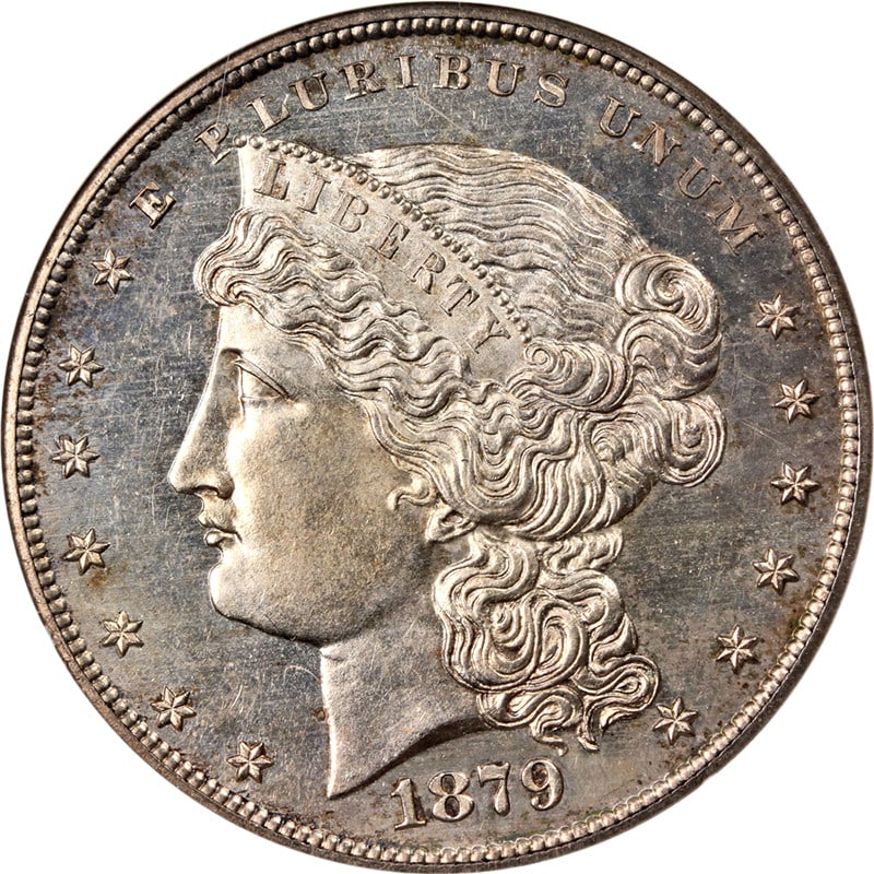 NGC PF64 1879 Goloid Pattern Dollar J-1617 Lemus Collection Silver Coin: NGC PF64 1879 Goloid Pattern Dollar J-1617 Lemus Collection Silver Coin This 1879 Goloid Pattern $1 J-1617 coin from the Lemus Collection is certified by NGC with a grade of PF64. It features great ey