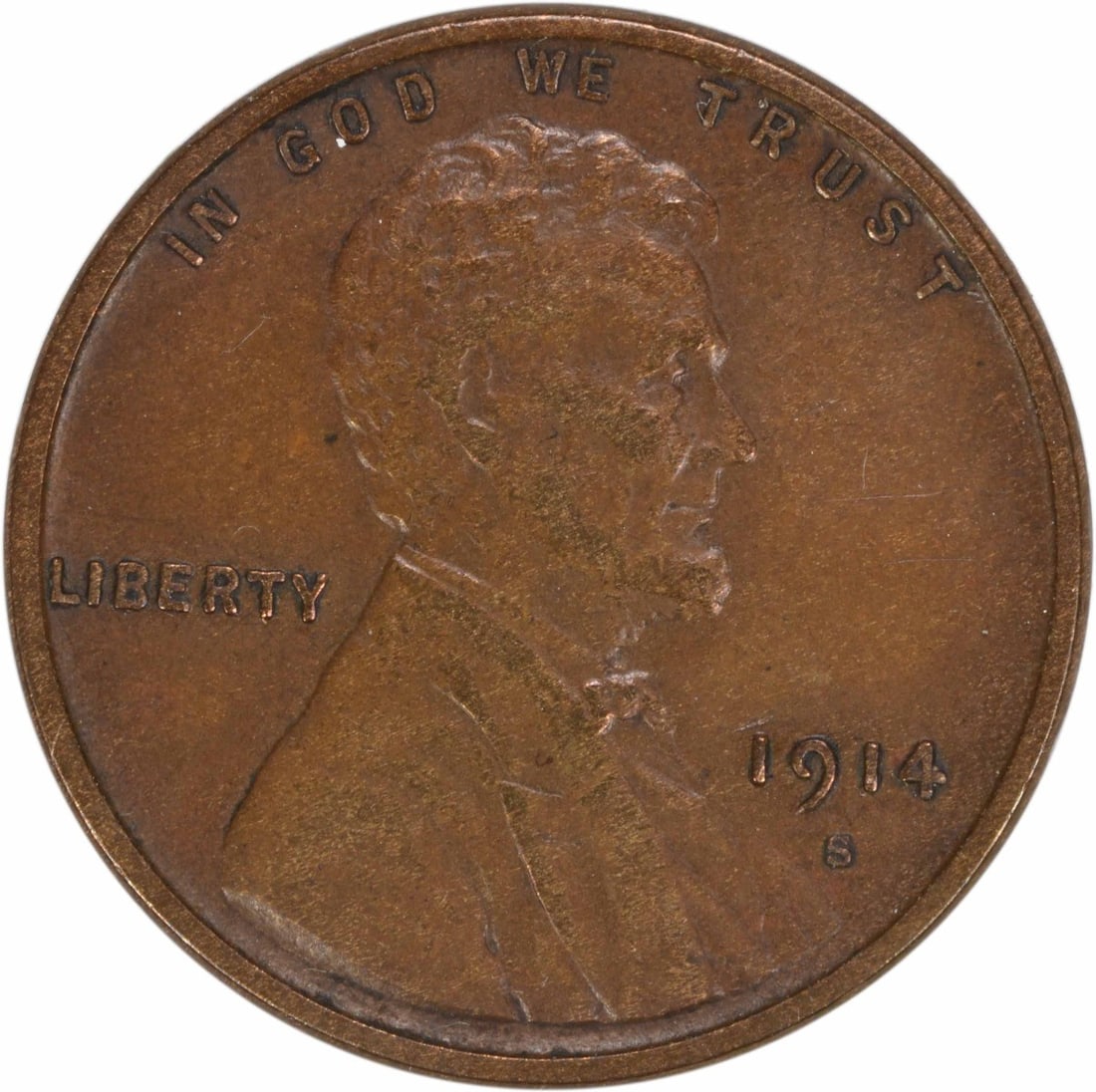 1914-S Lincoln Wheat Cent EF Uncertified Copper Coin (1 of 2)