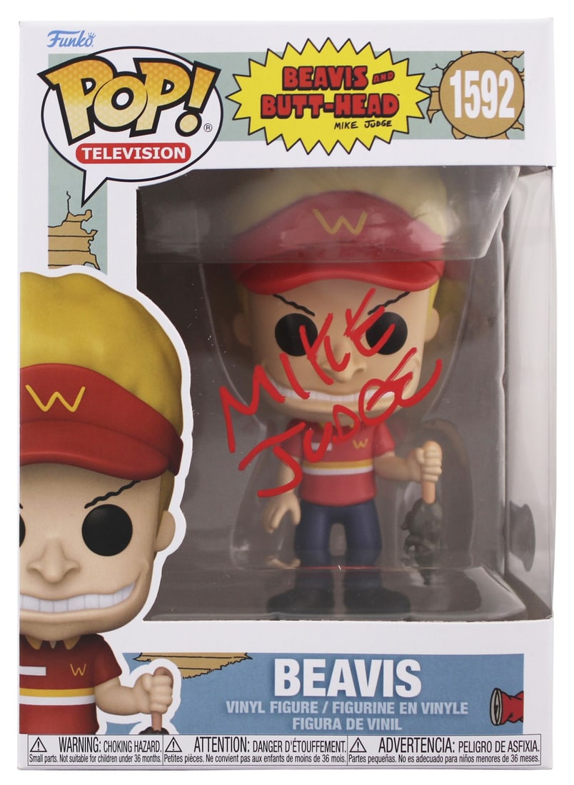 Mike Judge Signed Beavis & Butthead Funko Pop #1592 BAS Authenticated: Mike Judge Signed Beavis & Butthead Funko Pop #1592 BAS Authenticated This Beavis & Butthead #1592 Funko Pop Vinyl Figure has been personally signed by creator Mike Judge, making it a must-have for co