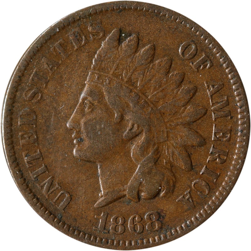 1868 United States Copper Indian Head Cent Circulated Coin (1 of 2)