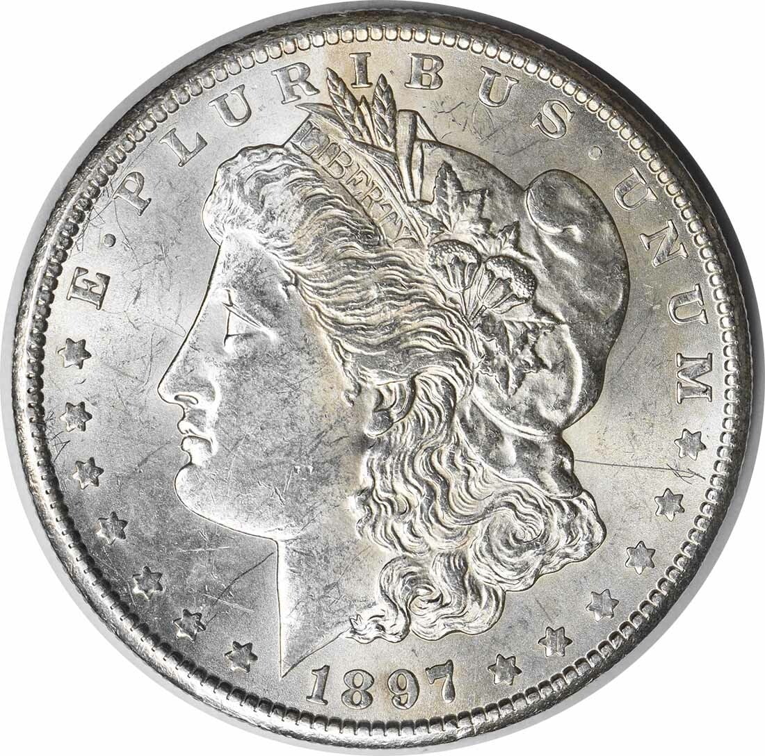 Choice BU 1897-S Silver Morgan Dollar Uncirculated Uncertified: Choice BU 1897-S Silver Morgan Dollar Uncirculated Uncertified This 1897-S Morgan Silver Dollar is an uncirculated coin graded as Choice Brilliant Uncirculated (BU). Composed of silver, it was minted 
