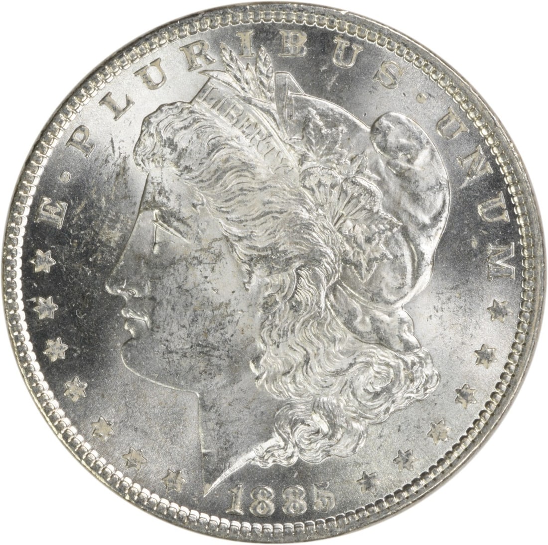 1885 Silver Dollar Morgan BU Uncirculated Coin Uncertified: 1885 Silver Dollar Morgan BU Uncirculated Coin Uncertified This 1885 Morgan Silver Dollar is uncirculated and in Brilliant Uncirculated (BU) condition. It is an uncertified coin composed of silver wit