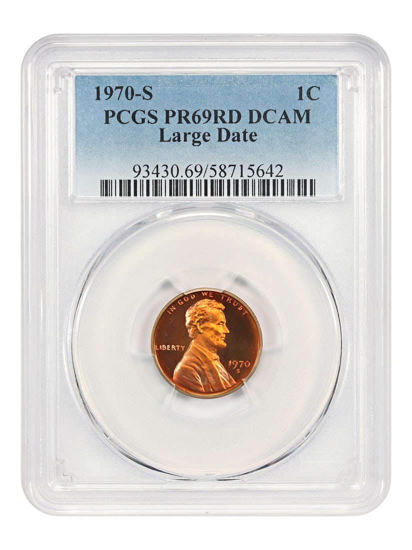 PCGS PR69RD DCAM 1970-S Large Date Lincoln Cent Proof Coin (1 of 6)