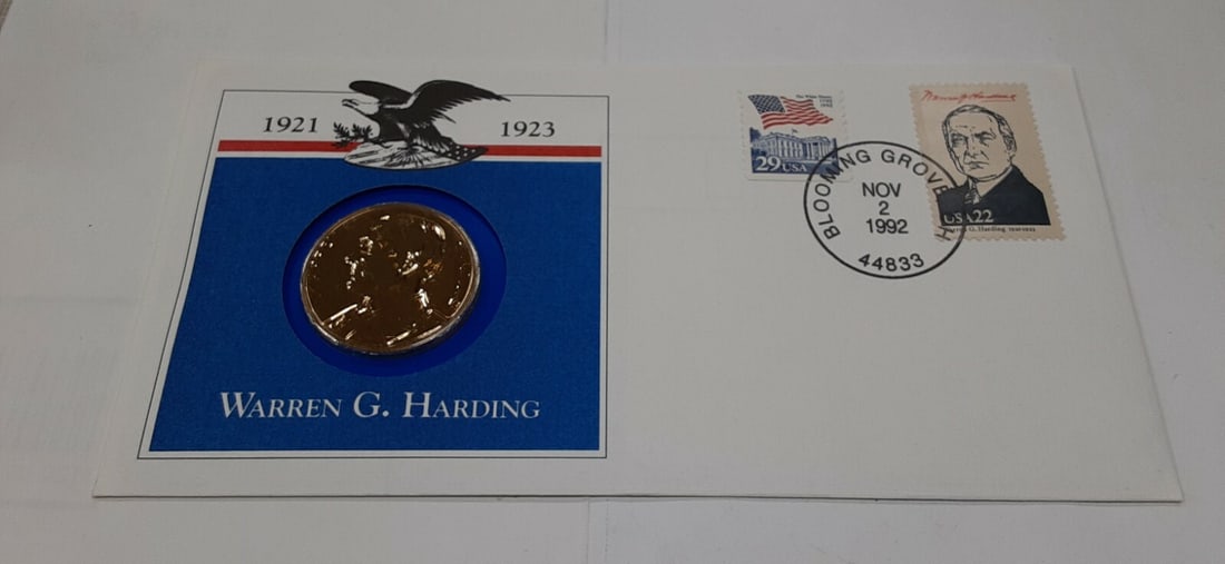Bronze Warren G Harding Medal with First Day Cover from Hail to The Chiefs (1 of 2)