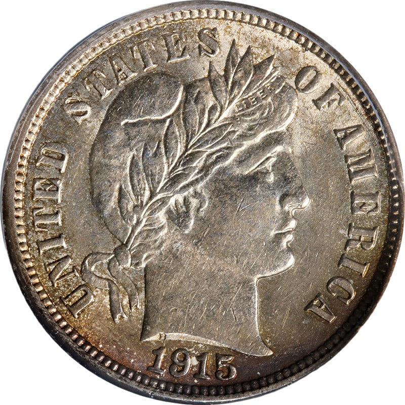 ANACS Graded AU58 1915 Philadelphia Barber Dime Silver Coin: ANACS Graded AU58 1915 Philadelphia Barber Dime Silver Coin This 1915-P Barber Dime is certified by ANACS with a grade of AU58. It features attractive eye appeal, strong luster, and a well-defined str