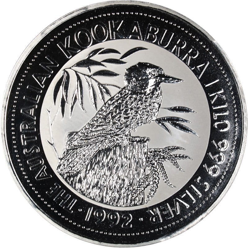 Australia 1992 Kookaburra 1 Kilo Silver Coin in Capsule 999 Fine $30: Australia 1992 Kookaburra 1 Kilo Silver Coin in Capsule 999 Fine $30 This is an original 1992 Australia 1 Kilo Silver $30 Kookaburra coin, crafted from 99.9% fine silver. The coin is in uncirculated, 