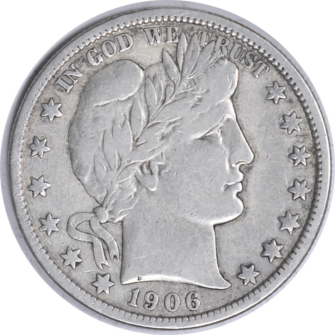 1906-D Barber Silver Half Dollar 50C VF Uncertified Denver Mint: 1906-D Barber Silver Half Dollar 50C VF Uncertified Denver Mint This 1906-D Barber Silver Half Dollar is a remarkable piece for collectors. Struck at the Denver mint, this coin features the classic de