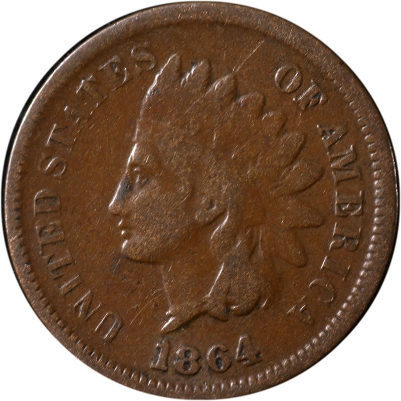 1864-L Copper United States Indian Head Cent Circulated Coin: 1864-L Copper United States Indian Head Cent Circulated Coin This is an 1864 'L' Indian Cent from the United States, composed of copper. The coin is circulated and uncertified, reflecting its pre-owne