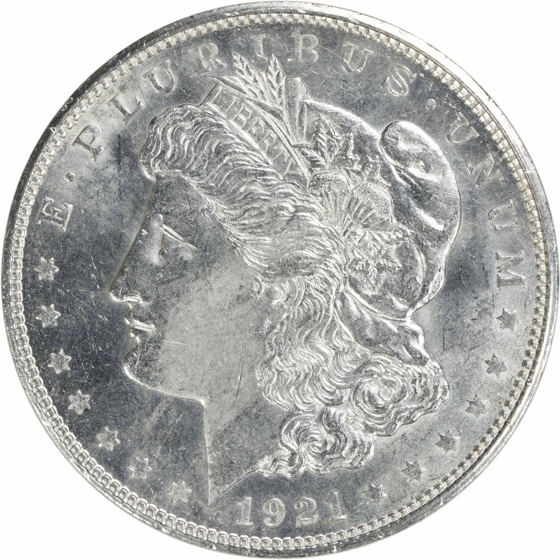 1921 San Francisco Morgan Dollar Silver BU Uncirculated Uncertified Coin: 1921 San Francisco Morgan Dollar Silver BU Uncirculated Uncertified Coin This is a 1921-S Morgan Silver Dollar from the United States, featuring a brilliant uncirculated (BU) grade. The coin is compos