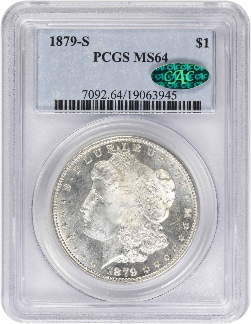 PCGS MS64 CAC 1879 San Francisco Morgan Dollar 90 Silver Uncirculated (1 of 2)