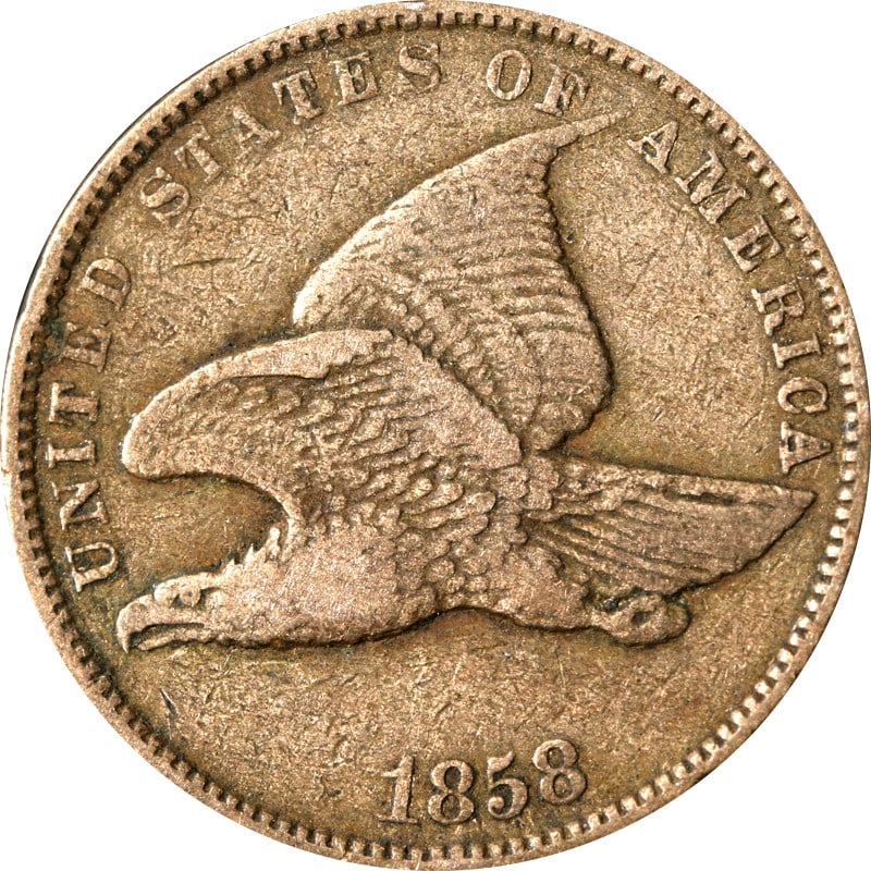 1858 Small Letters Flying Eagle Copper Cent United States Coin (1 of 2)