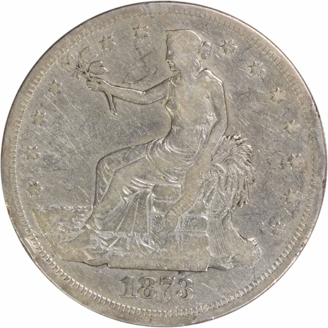 1873 Carson City Trade Dollar Fine 90 Percent Silver Circulated Uncertified (1 of 2)