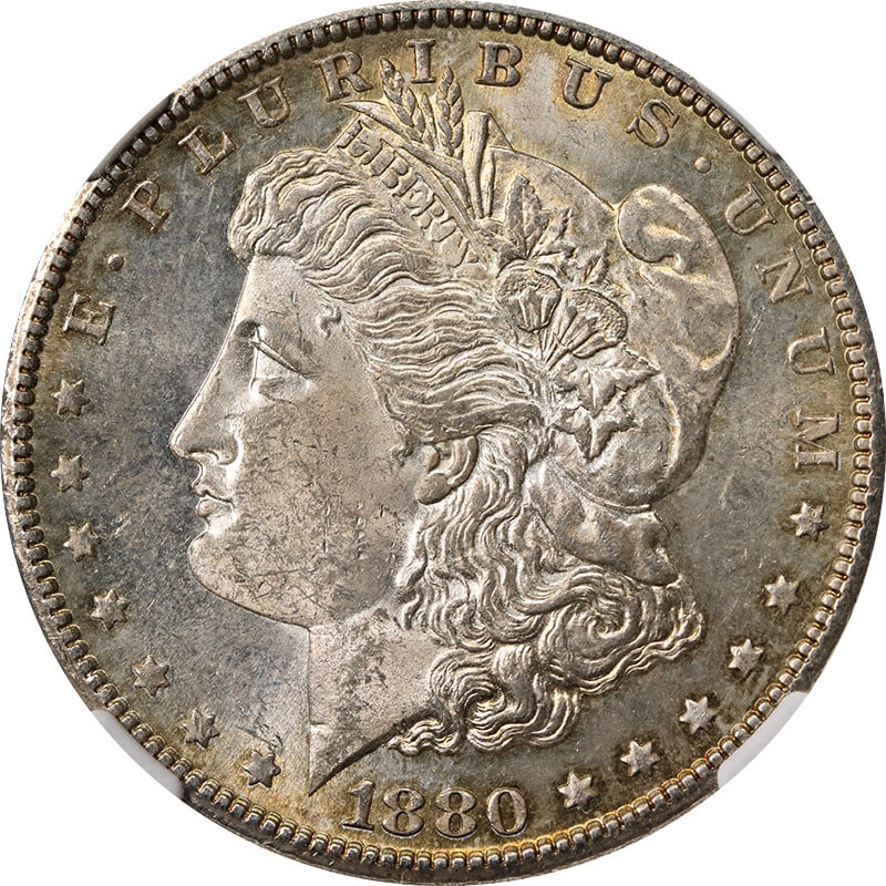 NGC MS63 1880-S Morgan Silver Dollar With Toning (1 of 4)