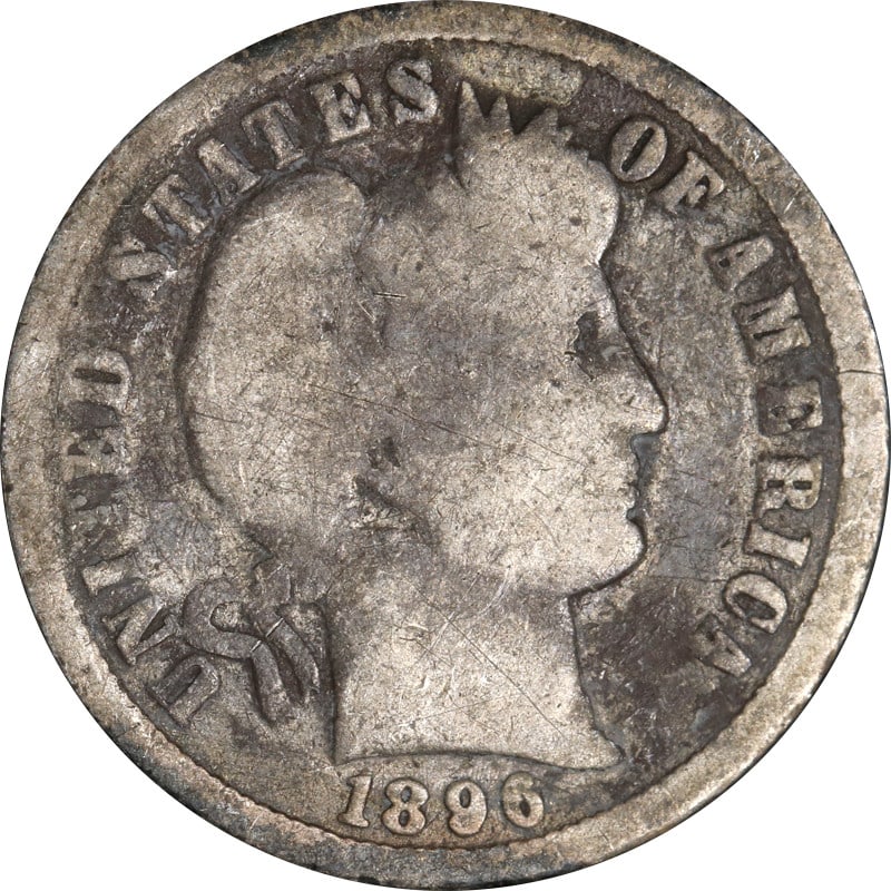 1896 New Orleans Mint Silver Dime Barber Series United States: 1896 New Orleans Mint Silver Dime Barber Series United States This is an 1896-O Barber Dime from the United States. The coin is circulated and made of silver with a fineness of 0.9. It was minted in N