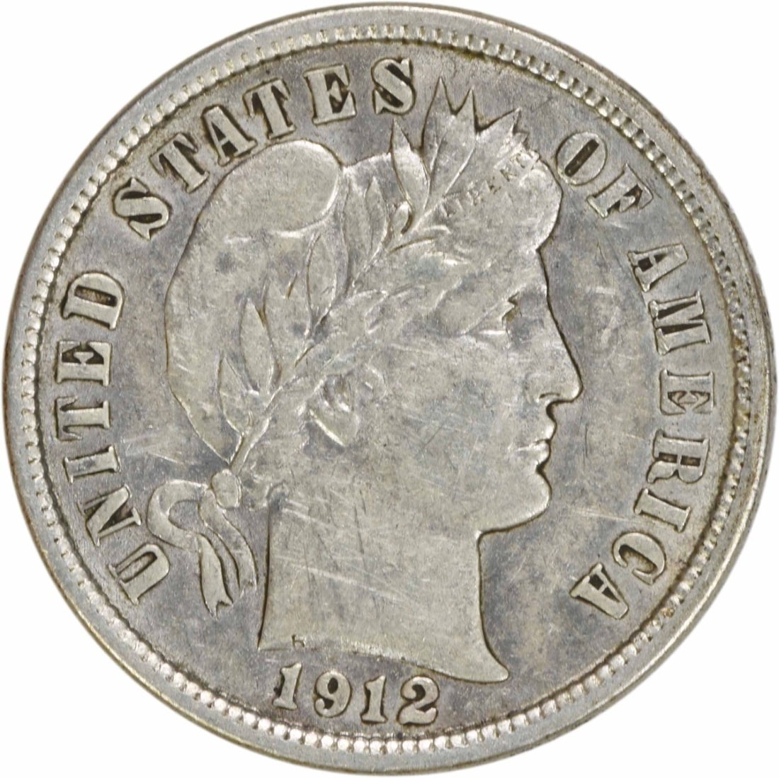 1912 Barber Silver Dime AU Uncertified 10C 90% Silver (1 of 2)