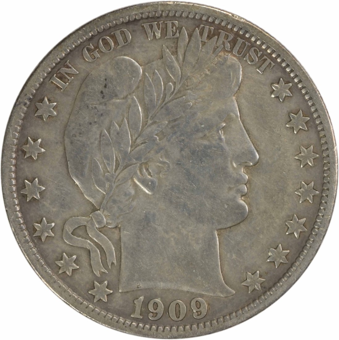 1909-S Barber Silver Half Dollar 50C XF Uncertified San Francisco Mint: 1909-S Barber Silver Half Dollar 50C XF Uncertified San Francisco Mint This 1909-S Barber Silver Half Dollar, in Extra Fine (EF) condition, is a notable piece for collectors. Minted in San Francisco, 