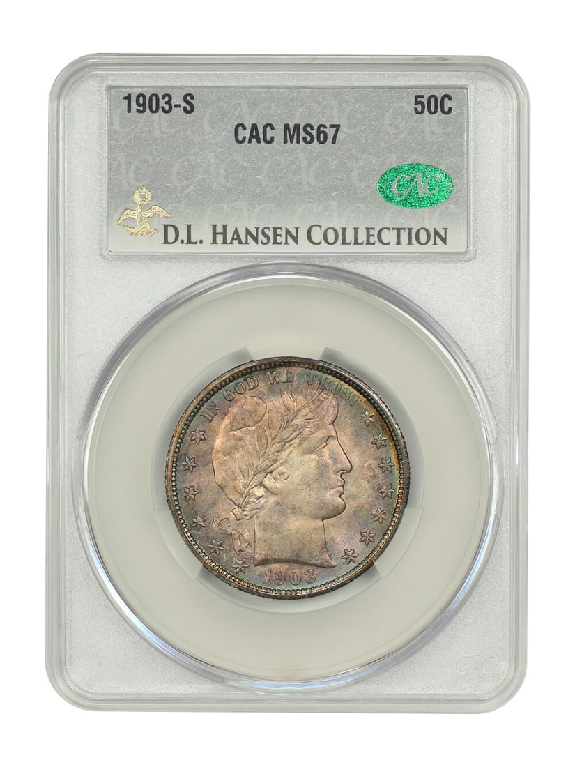 1903-S Barber Half Dollar CACG MS67 Rare Coin: 1903-S Barber Half Dollar CACG MS67 Rare Coin This 1903-S Barber Half Dollar is a stunning example of numismatic excellence, certified by CACG with a grade of MS67. With a mint location in San Francis
