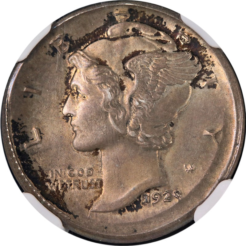 1929-S Mercury Dime Broadstruck Mint Error NGC Unc Details (1 of 4)