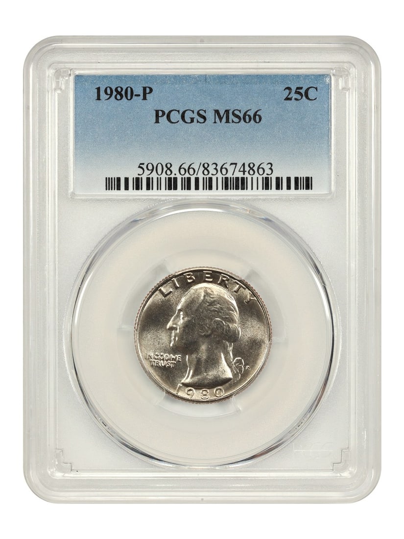 PCGS MS66 1980 Philadelphia 25 Cent Washington Quarter Coin (1 of 4)