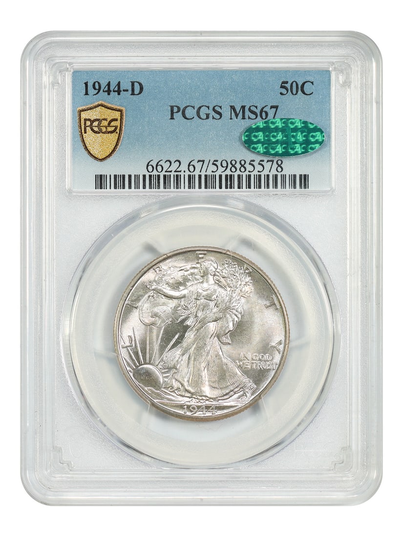 PCGS CAC MS67 Denver Walking Liberty 1944 Half Dollar (1 of 4)
