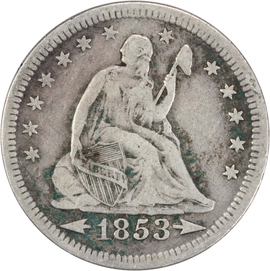 1853 Liberty Seated Silver Quarter 90% Silver Uncertified (1 of 2)