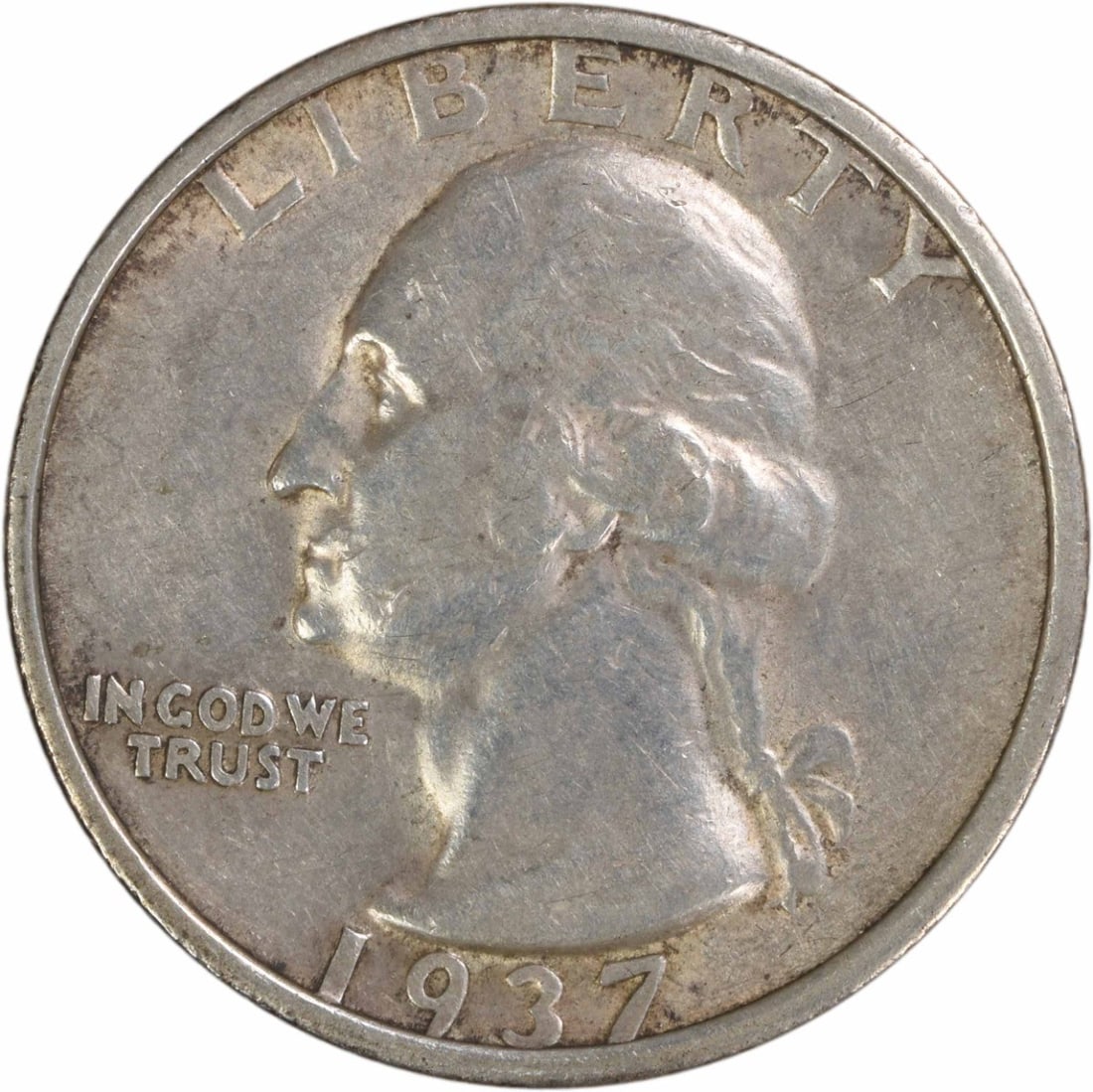 1937 San Francisco Washington Quarter 90 Percent Silver EF Grade Uncertified: 1937 San Francisco Washington Quarter 90 Percent Silver EF Grade Uncertified This 1937-S Washington Quarter is composed of 90% silver and 10% copper. Struck at the San Francisco Mint, the coin feature