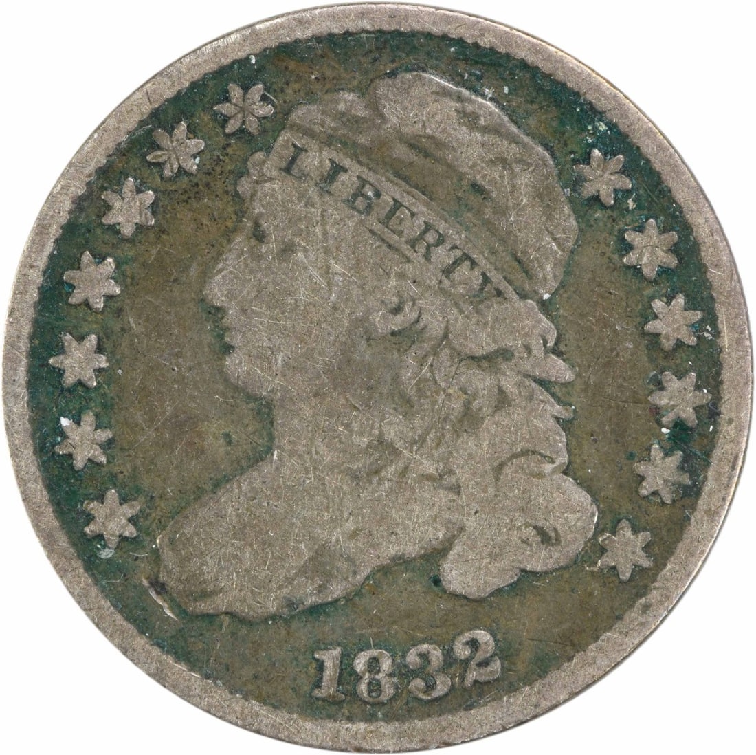 1832 Capped Bust Silver Dime VG Uncertified 10C Philadelphia: 1832 Capped Bust Silver Dime VG Uncertified 10C Philadelphia This 1832 Capped Bust Silver Dime features a vintage design created by renowned designer John Reich. Crafted in Philadelphia, this coin is 