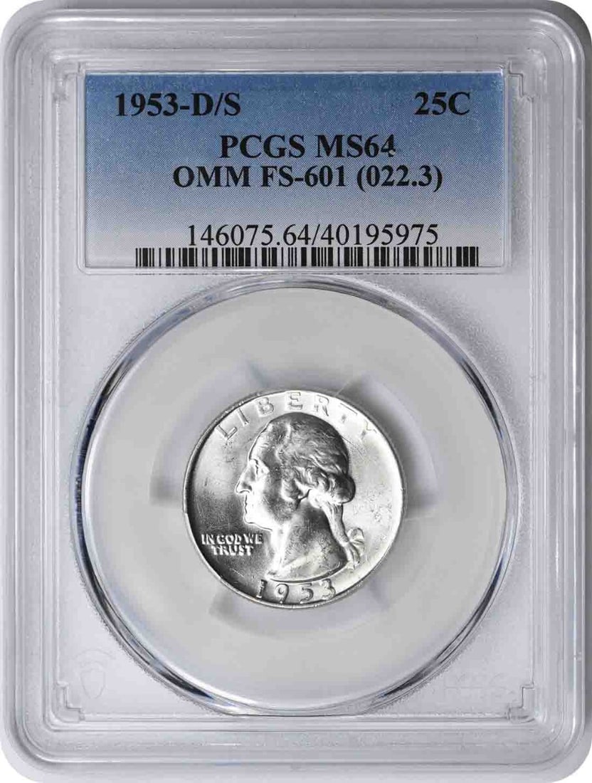 1953-D/S Washington Quarter MS64 PCGS 90% Silver Coin by Flanagan: 1953-D/S Washington Quarter MS64 PCGS 90% Silver Coin by Flanagan This 1953-D/S Washington Quarter is a remarkable piece for collectors, certified by PCGS with a grade of MS64. Struck in Denver, this 