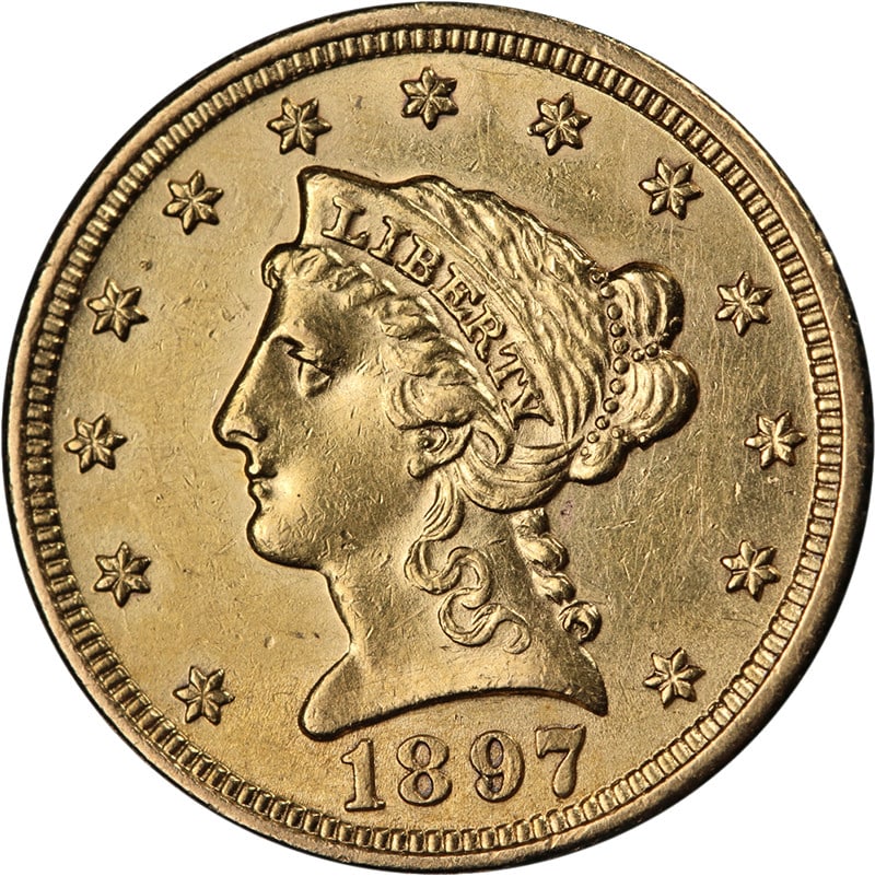 United States 1897 Liberty $2.50 Gold Coin AU or BU Solder on Reverse (1 of 2)