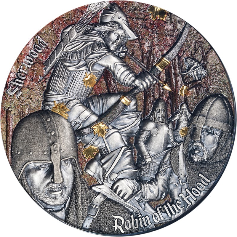 2024 2 oz Silver 2000 Francs Sherwood Robin of the Hood Cameroon Coin: 2024 2 oz Silver 2000 Francs Sherwood Robin of the Hood Cameroon Coin This 2024 Cameroon 2 Ounce Silver 2000 Francs Sherwood Robin of the Hood UHR coin is crafted from 0.999 fine silver. It is uncircu