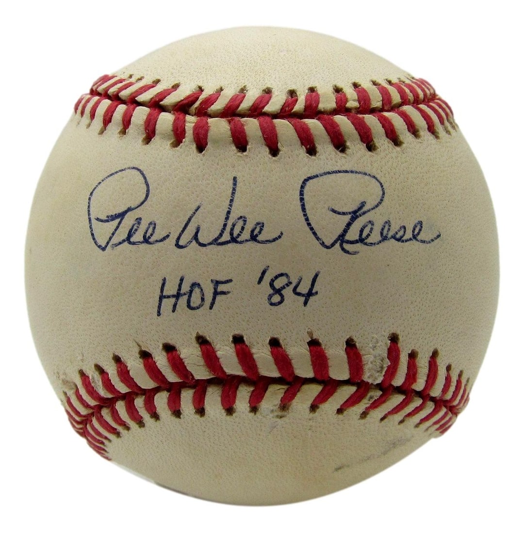 Pee Wee Reese Autographed ONL Baseball With PSA DNA Authentication: Pee Wee Reese Autographed ONL Baseball With PSA DNA Authentication This is an original, autographed ONL baseball signed by the legendary Pee Wee Reese, a Hall of Famer from the Brooklyn Dodgers. The b