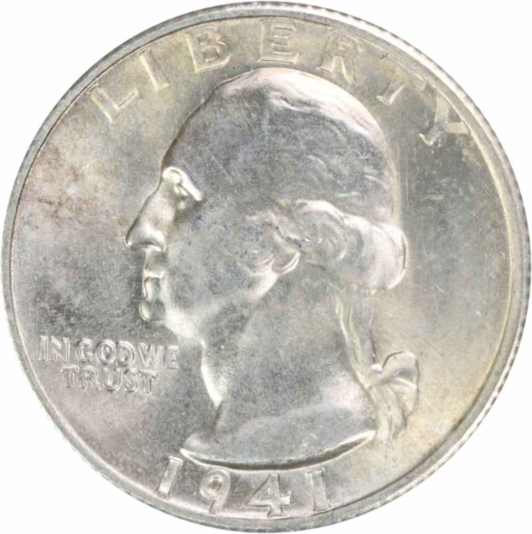 Choice BU Plus 1941 S Washington 25C Silver Quarter Uncertified: Choice BU Plus 1941 S Washington 25C Silver Quarter Uncertified This 1941-S Washington Silver Quarter is an uncirculated coin in Choice BU+ condition. It was minted in San Francisco and is composed of