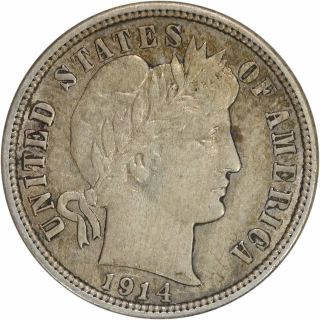 1914 Barber Silver Dime AU Uncertified 10C Philadelphia Mint: 1914 Barber Silver Dime AU Uncertified 10C Philadelphia Mint This 1914 Barber Silver Dime is a notable collectible from the United States, showcasing the artistry of designer Charles E. Barber. With a