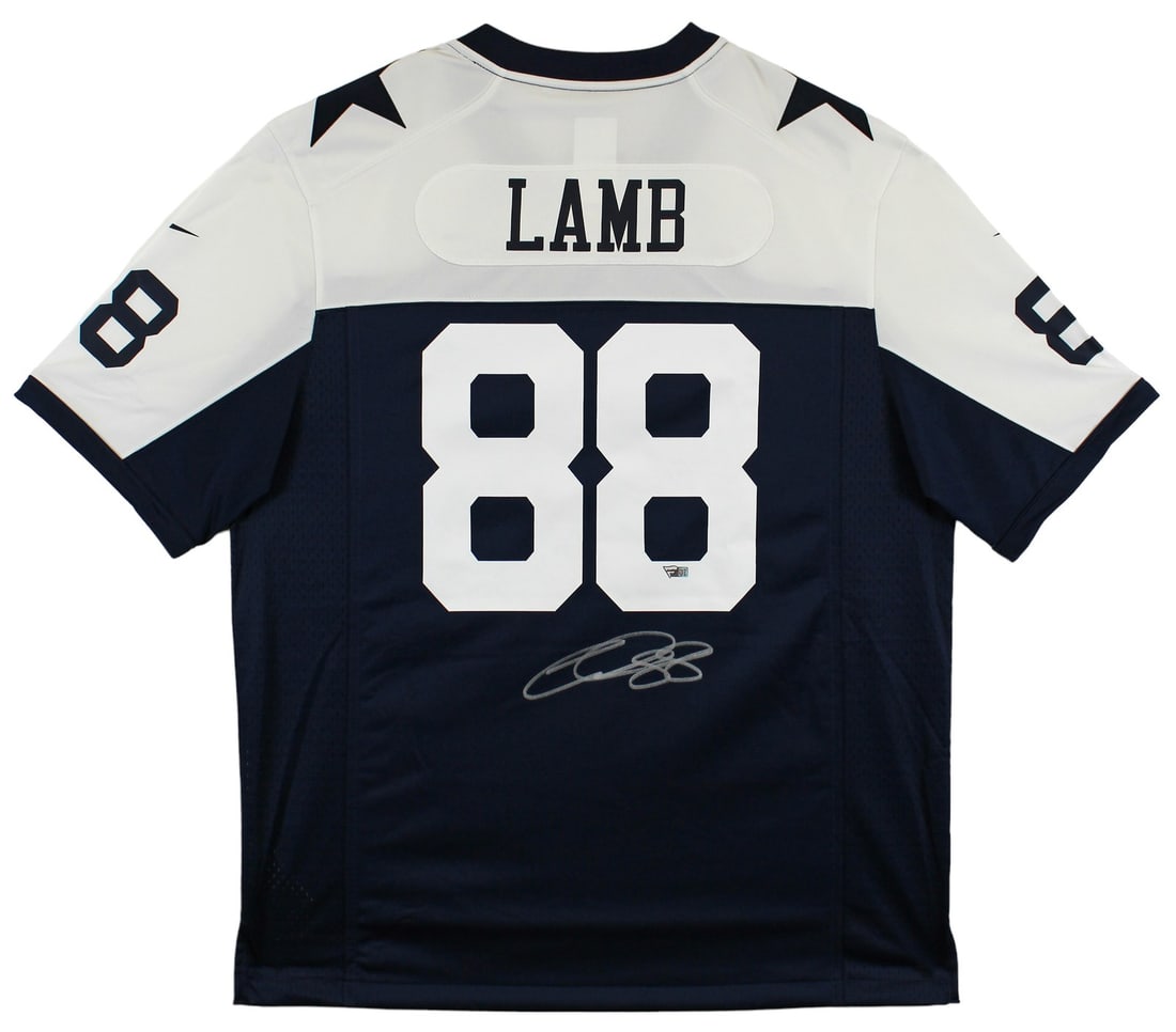 CeeDee Lamb Signed Dallas Cowboys Navy Blue Jersey Fanatics Authentic: CeeDee Lamb Signed Dallas Cowboys Navy Blue Jersey Fanatics Authentic Celebrate your support for the Dallas Cowboys with this authentic CeeDee Lamb signed Navy Blue Thanksgiving Nike Game Jersey. This