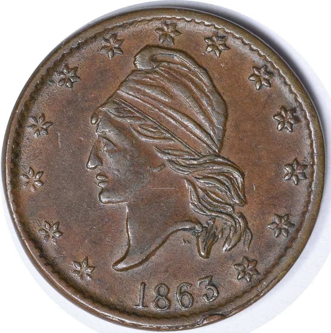 French Liberty 1863 Civil War Patriotic Token Uncertified 18 of 300 (1 of 2)