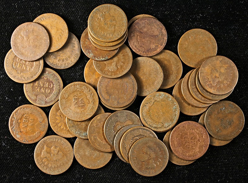 Bulk Lot of 40 Worn 1883 Copper Indian Cents (1 of 1)