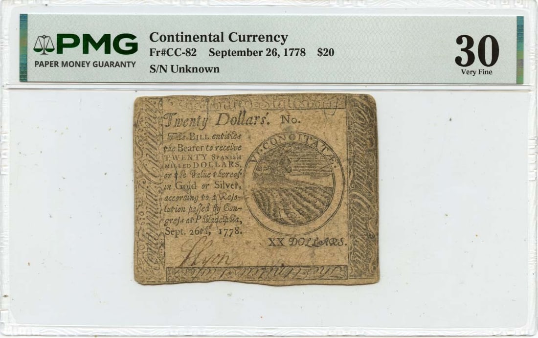 $20 Continental Currency Note Dated September 26 1778 PMG VF30 (1 of 2)